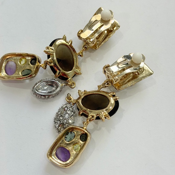 Alexis Bittar Jewelry - Alexis Bittar Gold-Tone Multi-Drop Earrings with Purple, Green & Clear Accents